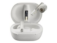 Poly Voyager Free 60+ UC M - Écouteurs sans fil avec micro - intra-auriculaire - Bluetooth - Suppresseur de bruit actif - USB-C via un adaptateur Bluetooth - blanc sable - Certifié pour Microsoft Teams 7Y8G8AA
